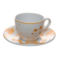 Xicara 200ml Com Pires Doce Encanto Amarelo Cerâmica